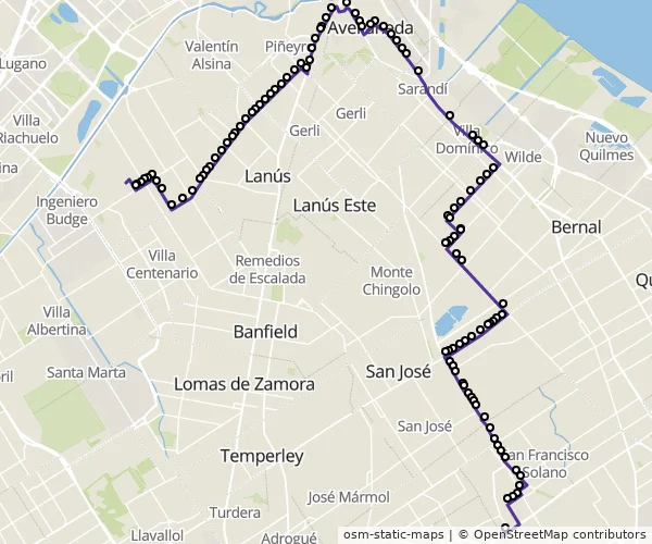 Mapa do itinerário da linha