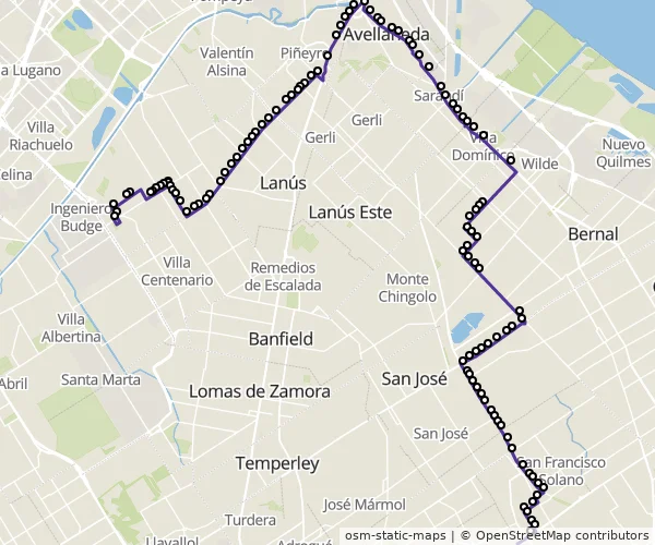 Mapa do itinerário da linha