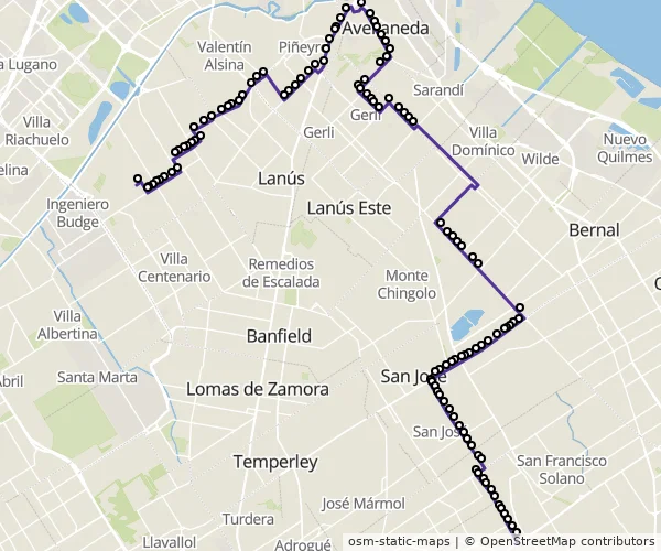 Mapa do itinerário da linha