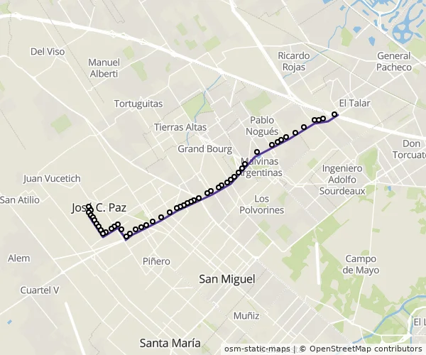 Mapa do itinerário da linha