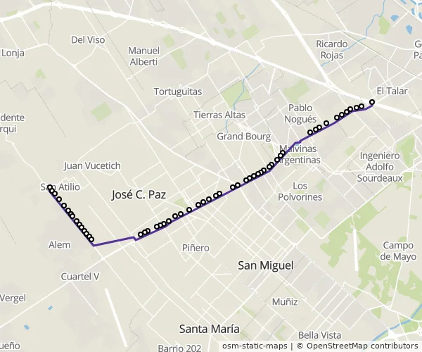 Mapa do itinerário da linha