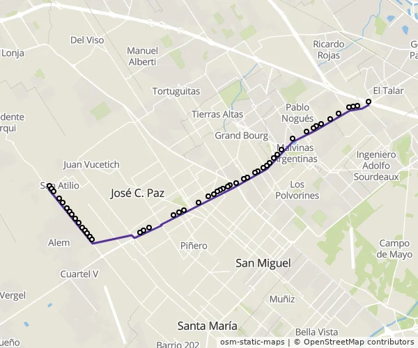 Mapa do itinerário da linha