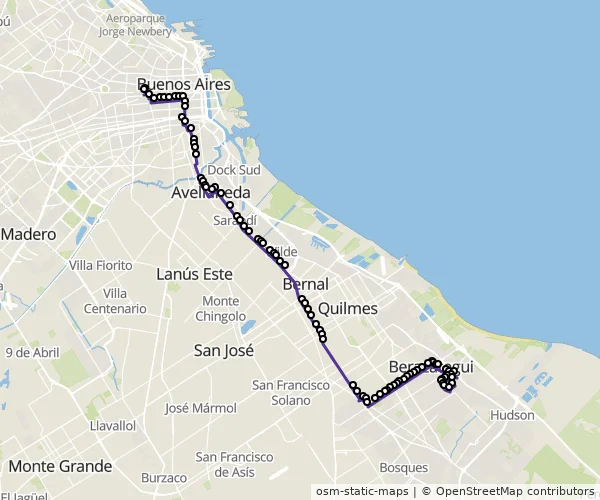 Mapa do itinerário da linha