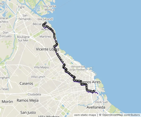 Mapa do itinerário da linha