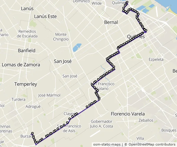 Mapa do itinerário da linha