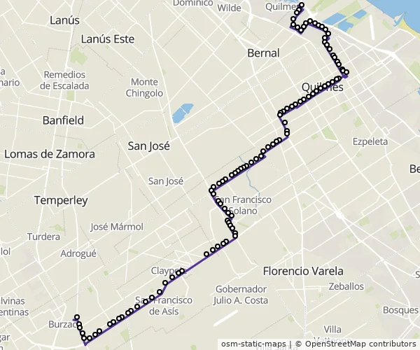 Mapa do itinerário da linha