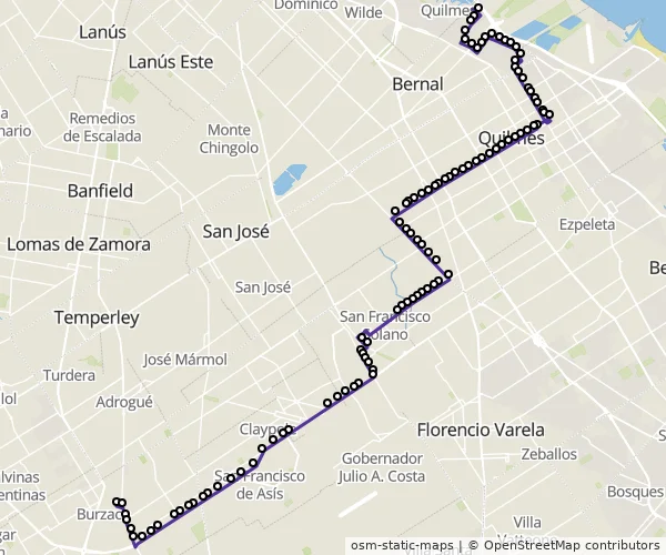 Mapa do itinerário da linha