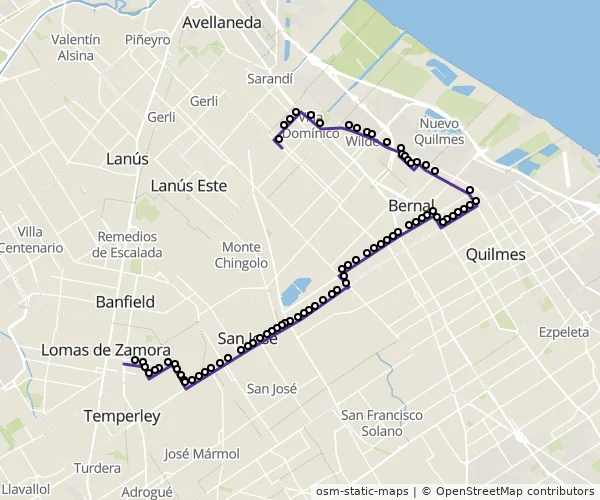 Mapa do itinerário da linha