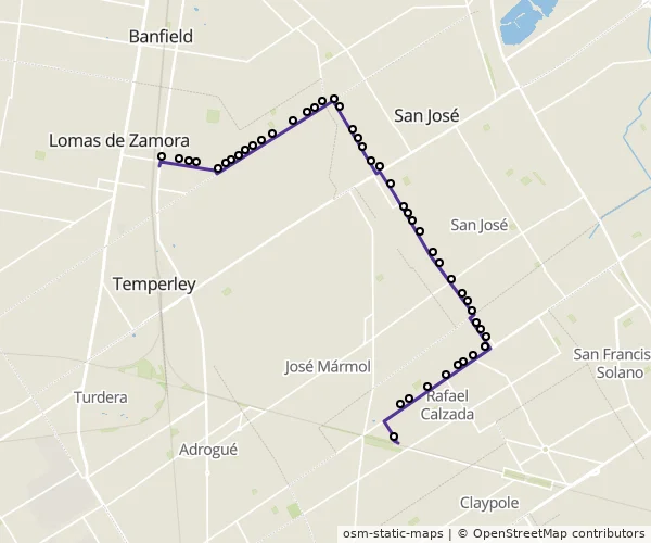 Mapa do itinerário da linha