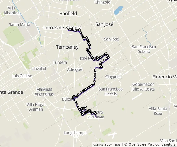 Mapa do itinerário da linha