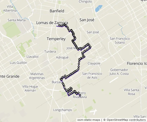 Mapa do itinerário da linha