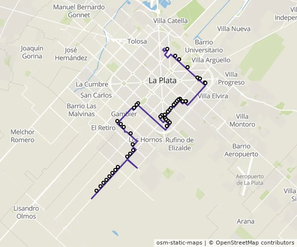 Mapa do itinerário da linha