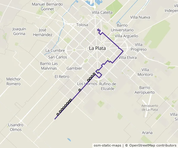 Mapa do itinerário da linha