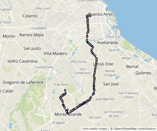 Mapa do itinerário da linha