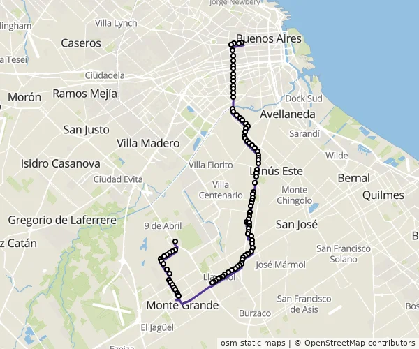 Mapa do itinerário da linha