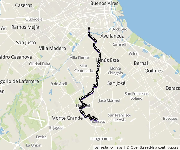 Mapa do itinerário da linha