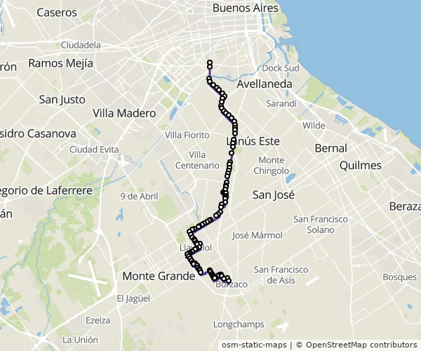 Mapa do itinerário da linha
