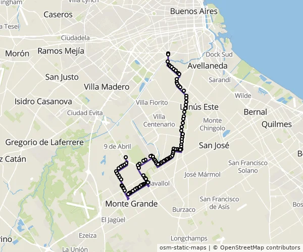 Mapa do itinerário da linha