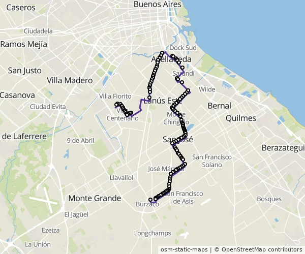 Mapa do itinerário da linha