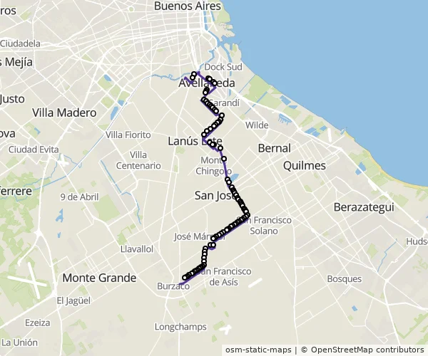 Mapa do itinerário da linha