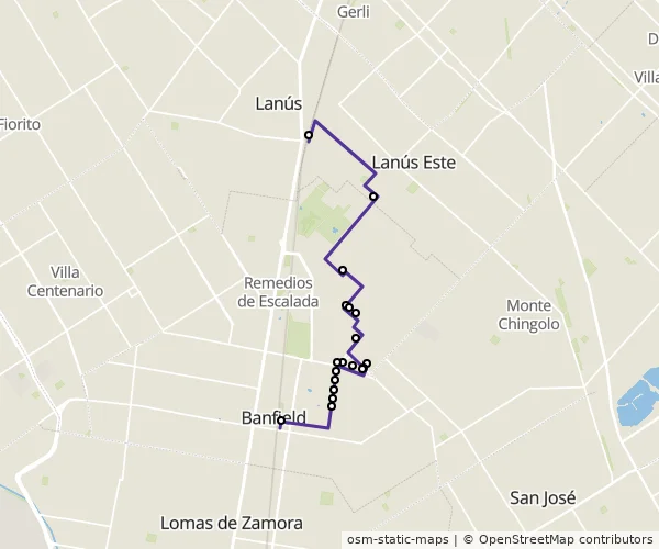 Mapa do itinerário da linha