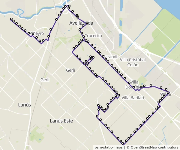 Mapa do itinerário da linha