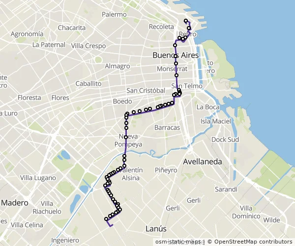 Mapa do itinerário da linha