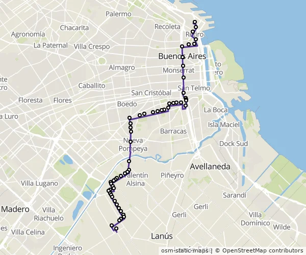 Mapa do itinerário da linha