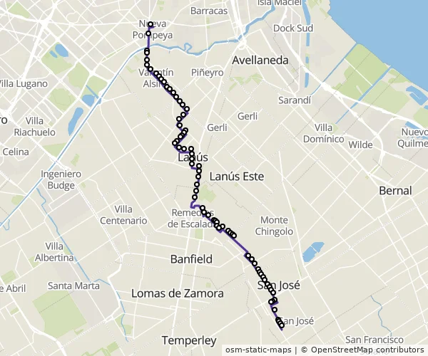Mapa do itinerário da linha