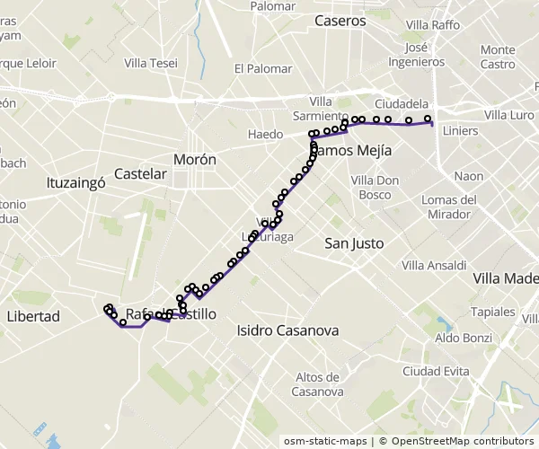 Mapa do itinerário da linha