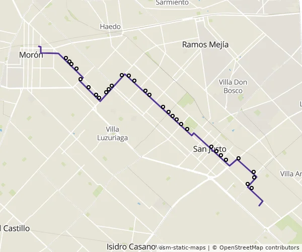 Mapa do itinerário da linha