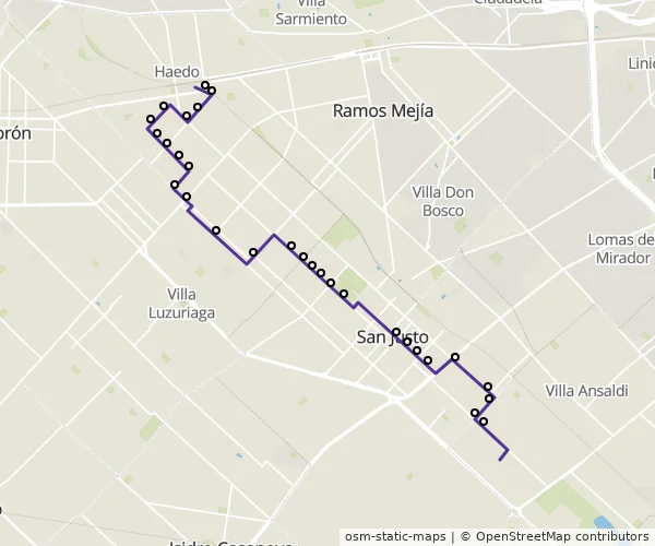 Mapa do itinerário da linha