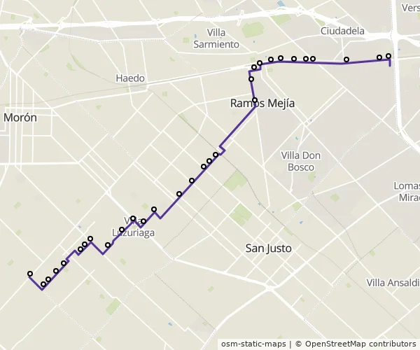 Mapa do itinerário da linha