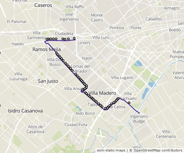 Mapa do itinerário da linha