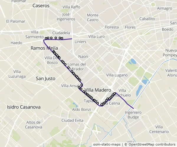 Mapa do itinerário da linha