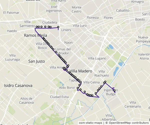 Mapa do itinerário da linha