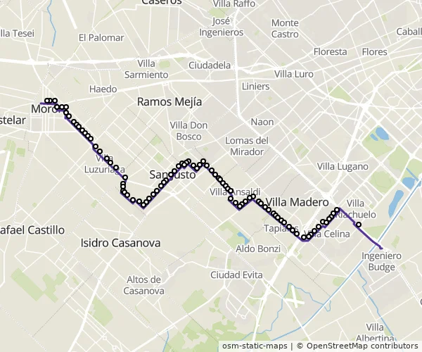 Mapa do itinerário da linha