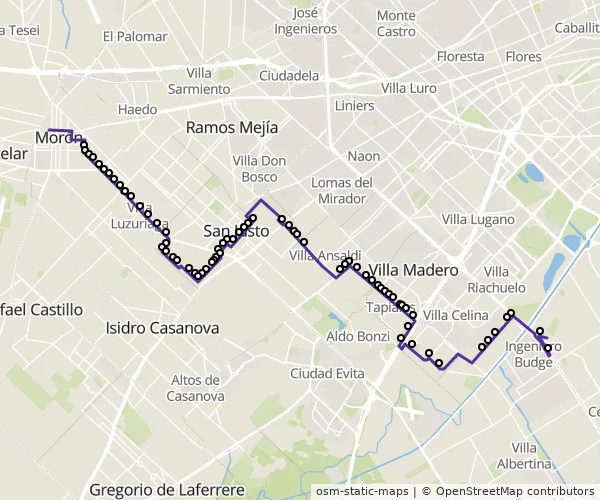 Mapa do itinerário da linha