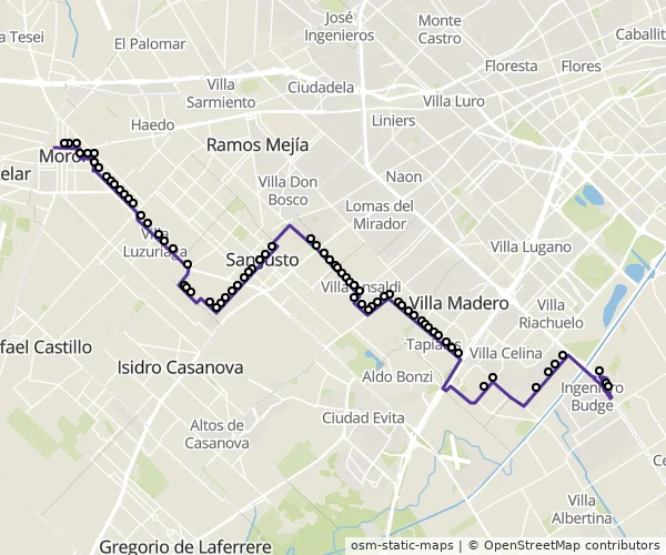 Mapa do itinerário da linha