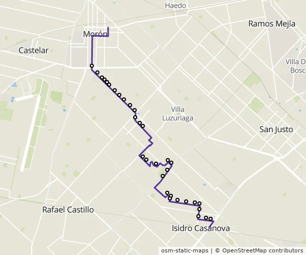 Mapa do itinerário da linha