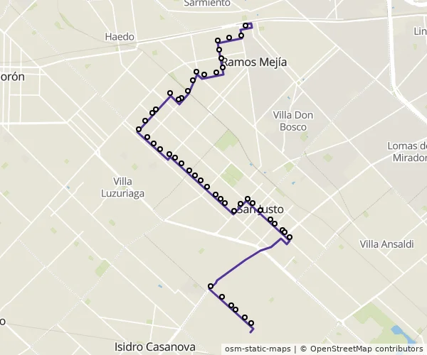 Mapa do itinerário da linha