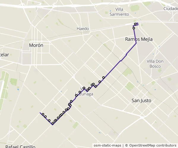 Mapa do itinerário da linha