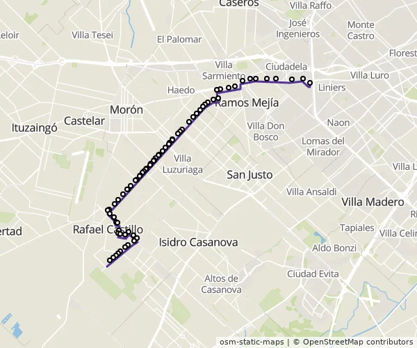 Mapa do itinerário da linha