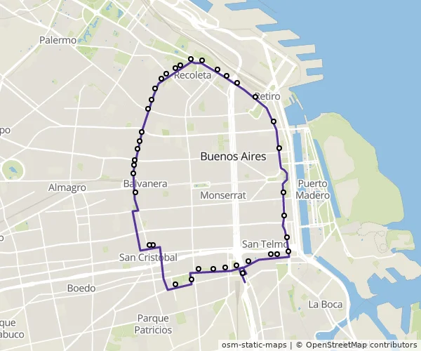 Mapa do itinerário da linha