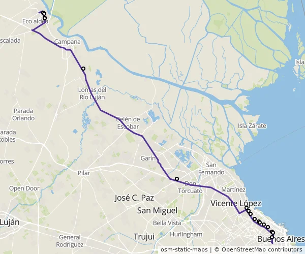 Mapa do itinerário da linha