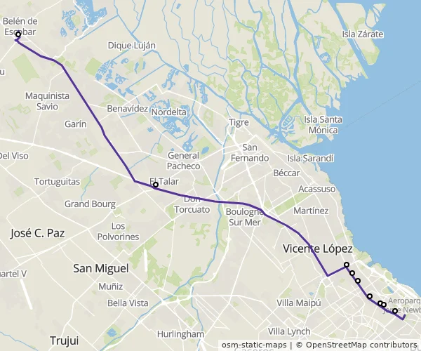 Mapa do itinerário da linha