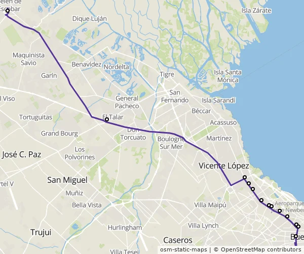 Mapa do itinerário da linha