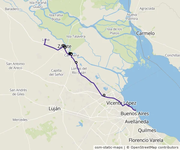 Mapa do itinerário da linha