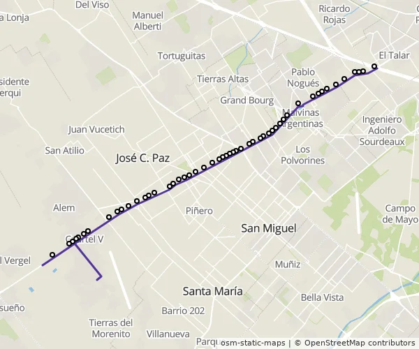Mapa do itinerário da linha