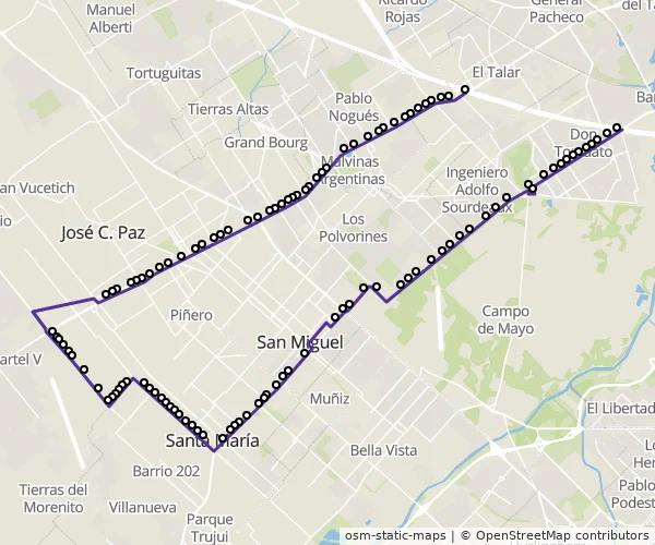 Mapa do itinerário da linha